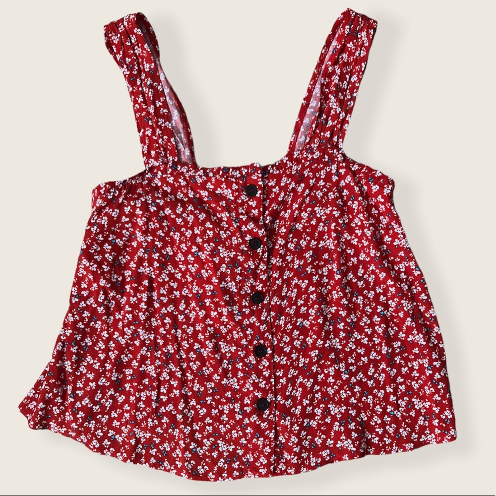 TOPSHOP Sleeveless Blouse Flowy Top Ditsy Floral Buttons NWT NFS